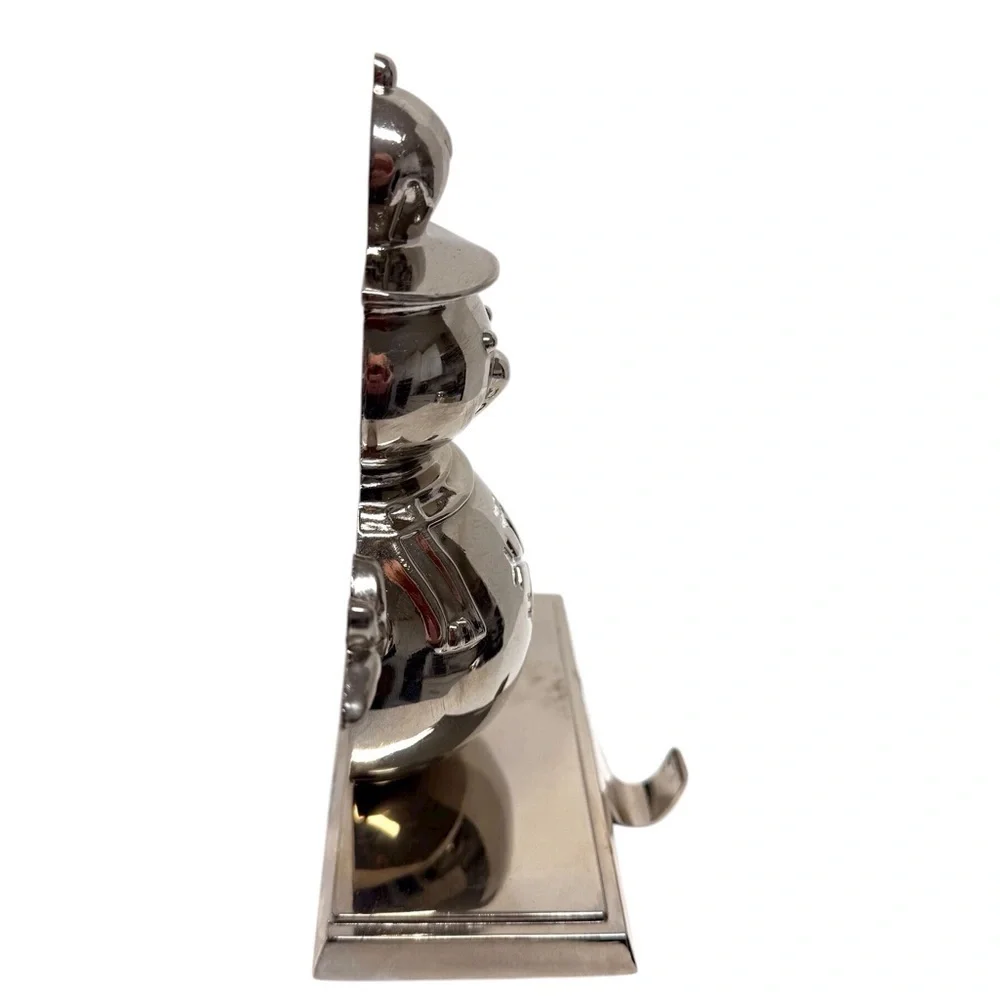 Vintage Silver Snowman Snowflake Holiday Christmas Stocking Holder